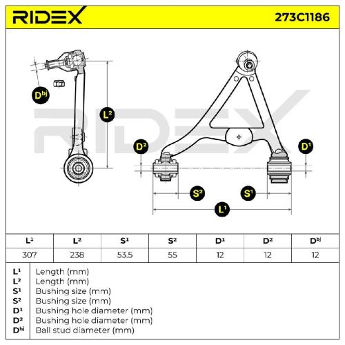 RIDEX 273C1186 Lenker Radaufhängung Querlenker Rear für JAGUAR XF (J05, CC9) Bild RIDEX 273C1186 Lenker Radaufhängung Querlenker Rear für JAGUAR XF (J05, CC9)