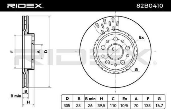 RIDEX 82B0410 2x Bremsscheiben Vorne Ø305mm Belüftet für ALFA ROMEO Bild RIDEX 82B0410 2x Bremsscheiben Vorne Ø305mm Belüftet für ALFA ROMEO