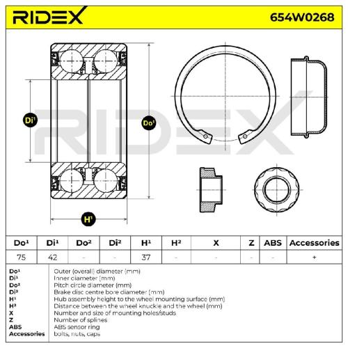 RIDEX 654W0268 Radlagersatz pro 1 Rad Vorne passend für MERCEDES-BENZ A-Klasse Bild RIDEX 654W0268 Radlagersatz pro 1 Rad Vorne passend für MERCEDES-BENZ A-Klasse