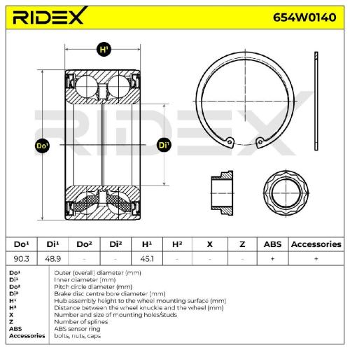 RIDEX 654W0140 Radlagersatz pro 1 Rad Vorne beidseitig für BMW 3 Touring (E91) Bild RIDEX 654W0140 Radlagersatz pro 1 Rad Vorne beidseitig für BMW 3 Touring (E91)
