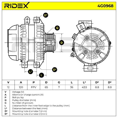 RIDEX 4G0968 Lichtmaschine 120A 14V Drehrichtung im Uhrzeigersinn mit für HONDA Bild RIDEX 4G0968 Lichtmaschine 120A 14V Drehrichtung im Uhrzeigersinn mit für HONDA