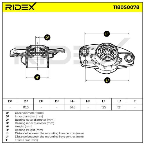 RIDEX 1180S0078 Federbeinstützlager ohne Lager Hinten für VW Golf 1V Schrägheck Bild RIDEX 1180S0078 Federbeinstützlager ohne Lager Hinten für VW Golf 1V Schrägheck