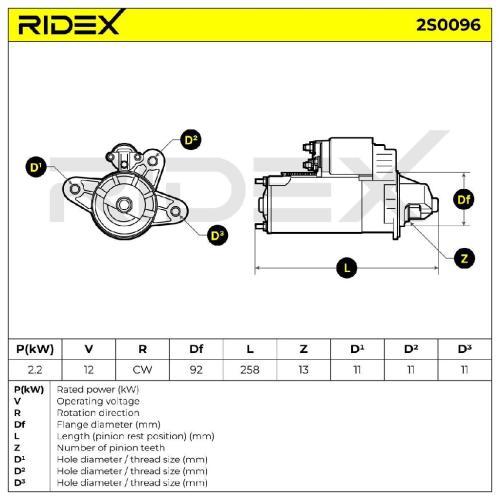 RIDEX Motor Starter/Anlasser 2,2kW für FORD TRANSIT MK-5 Bus (E) TRANSIT Kasten Bild RIDEX Motor Starter/Anlasser 2,2kW für FORD TRANSIT MK-5 Bus (E) TRANSIT Kasten