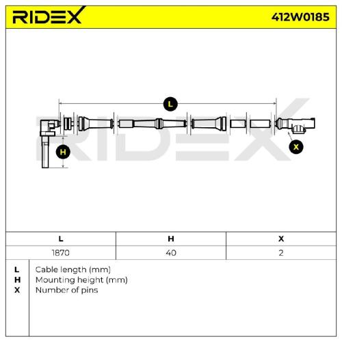 RIDEX ABS-Sensor 412W0185 Vorderachse links Sensorart: Hallsensor Anzahl der Bild RIDEX ABS-Sensor 412W0185 Vorderachse links Sensorart: Hallsensor Anzahl der