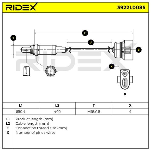 RIDEX 3922L0085 Lambdasonde Oxygen O2 Sensor Beheizt für VW Transporter T1V Bus Bild RIDEX 3922L0085 Lambdasonde Oxygen O2 Sensor Beheizt für VW Transporter T1V Bus