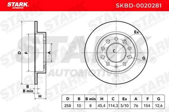 STARK SKBD-0020281 2x Bremsscheiben Hinten Ø258mm voll für HYUNDAI COUPE Bild STARK SKBD-0020281 2x Bremsscheiben Hinten Ø258mm voll für HYUNDAI COUPE
