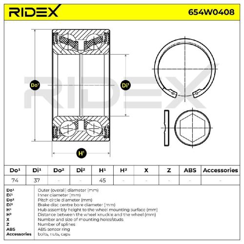 RIDEX 654W0408 Radlagersatz pro 1 Rad Hinten beidseitig für BMW 5 Limousine Bild RIDEX 654W0408 Radlagersatz pro 1 Rad Hinten beidseitig für BMW 5 Limousine