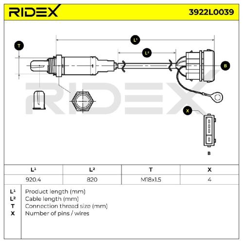 RIDEX 3922L0039 Lambdasonde Oxygen O2 Sensor Beheizt für VW Golf 1II (1H1) Bild RIDEX 3922L0039 Lambdasonde Oxygen O2 Sensor Beheizt für VW Golf 1II (1H1)
