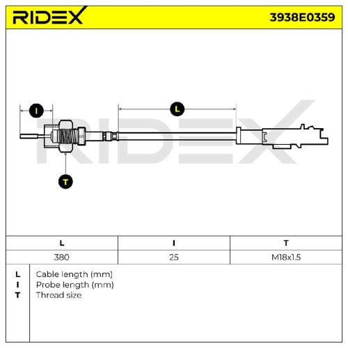RIDEX 3938E0359 Abgastemperatursensor für RENAULT Espace 1V (JK0/1) 8200220526 Bild RIDEX 3938E0359 Abgastemperatursensor für RENAULT Espace 1V (JK0/1) 8200220526