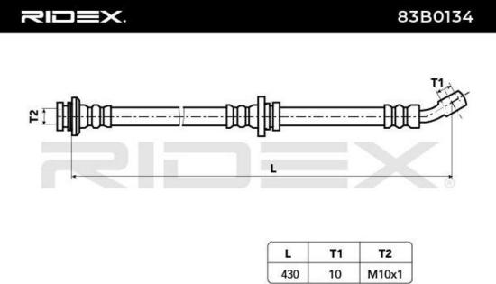 RIDEX Bremsschlauch 83B0134 VORNE beidseitig BREMSSCHLÄUCHE Länge: 430mm Bild RIDEX Bremsschlauch 83B0134 VORNE beidseitig BREMSSCHLÄUCHE Länge: 430mm