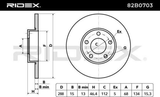 RIDEX 82B0703 2x Bremsscheiben Vorne Ø288mm voll für AUDI A4 Limousine Bild RIDEX 82B0703 2x Bremsscheiben Vorne Ø288mm voll für AUDI A4 Limousine