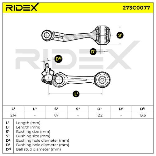 RIDEX 273C0077 Lenker Radaufhängung Querlenker Front passend für MERCEDES-BENZ Bild RIDEX 273C0077 Lenker Radaufhängung Querlenker Front passend für MERCEDES-BENZ