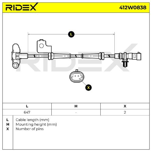 RIDEX ABS-Sensor 412W0838 vorne rechts Sensorart: Hallsensor für CHRYSLER Bild RIDEX ABS-Sensor 412W0838 vorne rechts Sensorart: Hallsensor für CHRYSLER