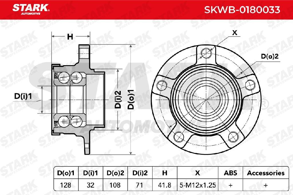 STARK SKWB-0180033 Radlagersatz pro 1 Rad Hinten beidseitig für CITROËN 374884