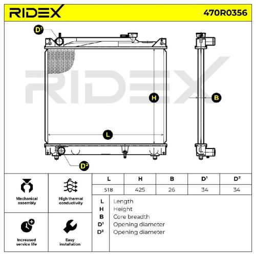 RIDEX 470R0356 Motorkühler / Wasserkühler für SUZUKI Grand Vitara I SUV (FT, HT) Bild RIDEX 470R0356 Motorkühler / Wasserkühler für SUZUKI Grand Vitara I SUV (FT, HT)