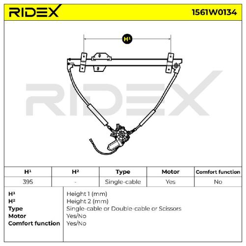 RIDEX 1561W0134 Fensterheber Vorne Links Elektrisch mit Elektromotor für VW Bild RIDEX 1561W0134 Fensterheber Vorne Links Elektrisch mit Elektromotor für VW