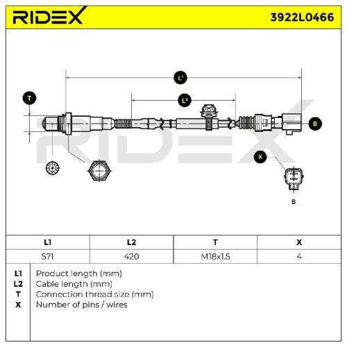 RIDEX 3922L0466 Lambdasonde Oxygen O2 Sensor Beheizt für TOYOTA AURIS 8946502270 Bild RIDEX 3922L0466 Lambdasonde Oxygen O2 Sensor Beheizt für TOYOTA AURIS 8946502270