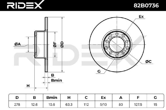 RIDEX 82B0736 2x Bremsscheiben Vorne Ø278mm voll passend für MERCEDES-BENZ Bild RIDEX 82B0736 2x Bremsscheiben Vorne Ø278mm voll passend für MERCEDES-BENZ