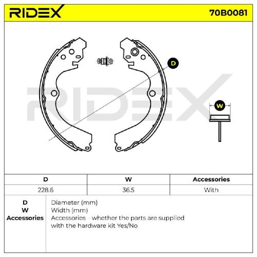 RIDEX Bremsbacken Satz für Trommelbremse Hinten ohne Hebel für SUBARU FORESTER Bild RIDEX Bremsbacken Satz für Trommelbremse Hinten ohne Hebel für SUBARU FORESTER
