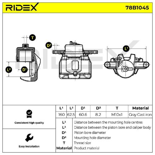 RIDEX 78B1045 Bremssattel Bremszange Vorne rechts für SUZUKI Grand Vitara II SUV Bild RIDEX 78B1045 Bremssattel Bremszange Vorne rechts für SUZUKI Grand Vitara II SUV