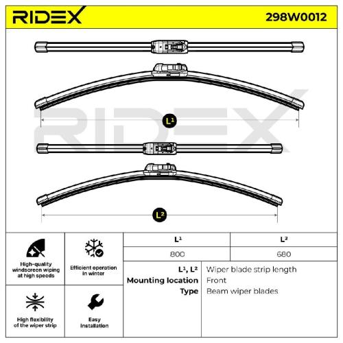 RIDEX Scheibenwischer Satz Wischerblätter Satz mit Spoiler Vorne Länge 1: 800mm Bild RIDEX Scheibenwischer Satz Wischerblätter Satz mit Spoiler Vorne Länge 1: 800mm