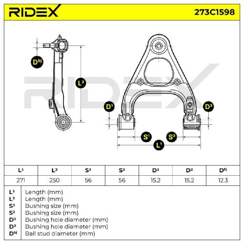 RIDEX 273C1598 Lenker Radaufhängung Querlenker Front rechts für MAZDA MX-5 II Bild RIDEX 273C1598 Lenker Radaufhängung Querlenker Front rechts für MAZDA MX-5 II