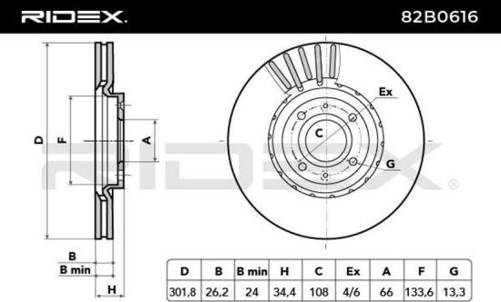 RIDEX 82B0616 2x Bremsscheiben Vorne Belüftet innenbelüftet 1611841780 Bild RIDEX 82B0616 2x Bremsscheiben Vorne Belüftet innenbelüftet 1611841780