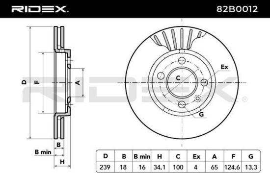 RIDEX 82B0012 1x Bremsscheibe Vorne Ø239mm Belüftet für VW Lupo (6X1, 6E1) Bild RIDEX 82B0012 1x Bremsscheibe Vorne Ø239mm Belüftet für VW Lupo (6X1, 6E1)