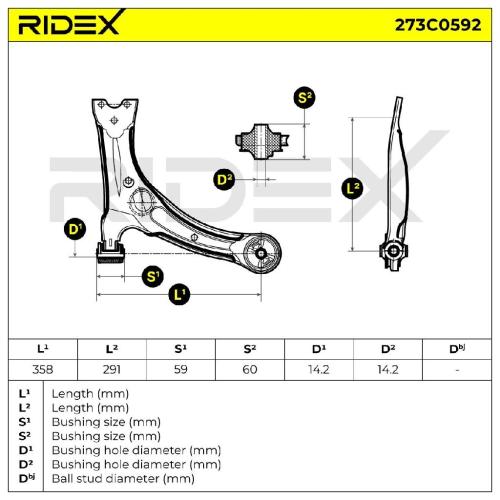 RIDEX 273C0592 Lenker Radaufhängung Querlenker Front rechts für TOYOTA Bild RIDEX 273C0592 Lenker Radaufhängung Querlenker Front rechts für TOYOTA
