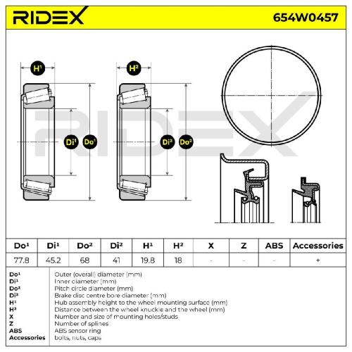RIDEX 654W0457 Radlagersatz pro 1 Rad Vorne für NISSAN TERRANO II (R20) Bild RIDEX 654W0457 Radlagersatz pro 1 Rad Vorne für NISSAN TERRANO II (R20)