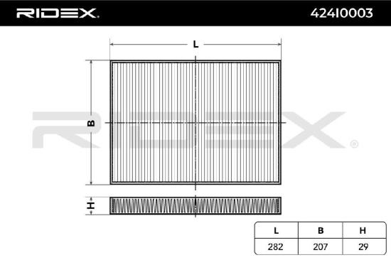 RIDEX 424I0003 Innenraumfilter Pollenfilter Höhe: 29 Breite: 207 Länge: 282 Bild RIDEX 424I0003 Innenraumfilter Pollenfilter Höhe: 29 Breite: 207 Länge: 282