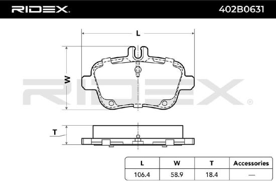 RIDEX Bremsbelagsatz Bremsbeläge Hinten passend für MERCEDES-BENZ B-Klasse GLA Bild RIDEX Bremsbelagsatz Bremsbeläge Hinten passend für MERCEDES-BENZ B-Klasse GLA