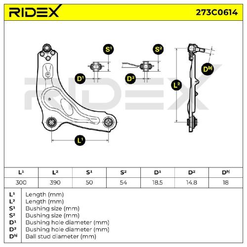 RIDEX 273C0614 Lenker Radaufhängung Querlenker Front links für RENAULT Espace 1V Bild RIDEX 273C0614 Lenker Radaufhängung Querlenker Front links für RENAULT Espace 1V