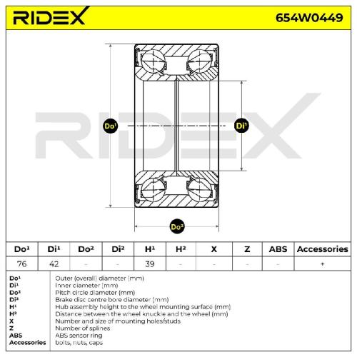 RIDEX 654W0449 Radlagersatz pro 1 Rad Hinten beidseitig für HYUNDAI ix35 Bild RIDEX 654W0449 Radlagersatz pro 1 Rad Hinten beidseitig für HYUNDAI ix35