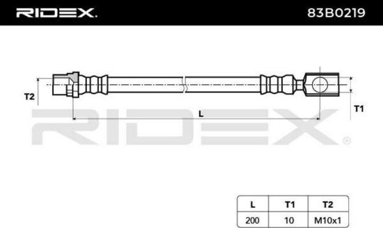 RIDEX Bremsschlauch 83B0219 HINTEN BREMSSCHLÄUCHE Länge: 223mm ohne Hohlschraube Bild RIDEX Bremsschlauch 83B0219 HINTEN BREMSSCHLÄUCHE Länge: 223mm ohne Hohlschraube