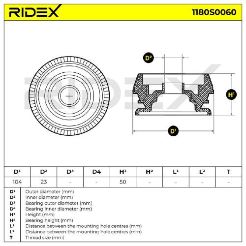 RIDEX 1180S0060 Federbeinstützlager ohne Kugellager Vorne für FORD 1039001 Bild RIDEX 1180S0060 Federbeinstützlager ohne Kugellager Vorne für FORD 1039001