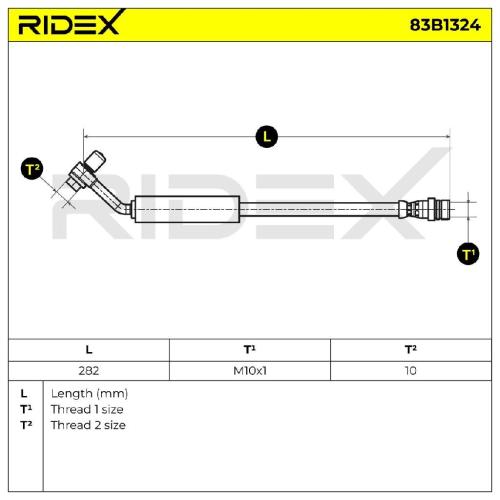 RIDEX Bremsschlauch 83B1324 HINTEN BREMSSCHLÄUCHE Länge: 295mm für VW T-Roc Bild RIDEX Bremsschlauch 83B1324 HINTEN BREMSSCHLÄUCHE Länge: 295mm für VW T-Roc