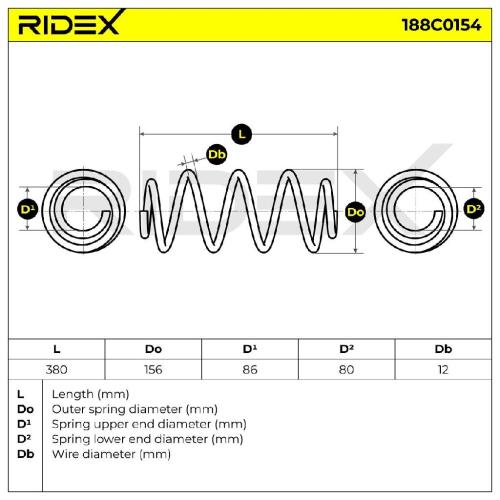 RIDEX 188C0154 2x Federn Fahrwerksfedern Vorne für FORD MONDEO III Kombi Bild RIDEX 188C0154 2x Federn Fahrwerksfedern Vorne für FORD MONDEO III Kombi