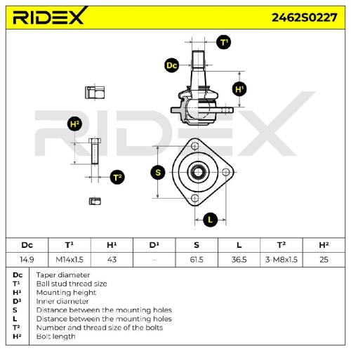 RIDEX 2462S0227 Traggelenk Führungsgelenk Vorne für FIAT 124 Spider (124) Bild RIDEX 2462S0227 Traggelenk Führungsgelenk Vorne für FIAT 124 Spider (124)