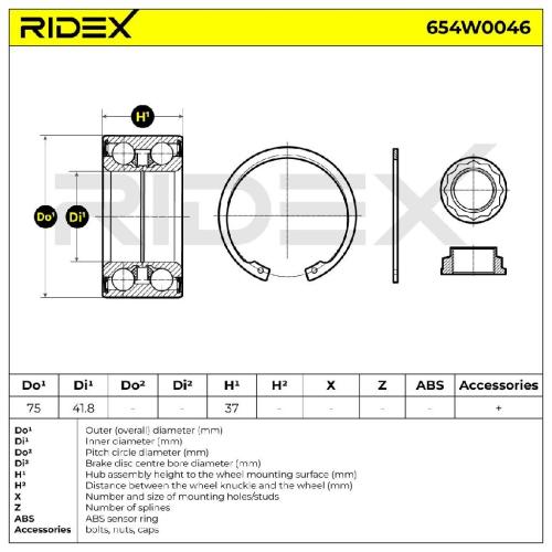 RIDEX 654W0046 Radlagersatz pro 1 Rad Hinten beidseitig für BMW 3 Limousine Bild RIDEX 654W0046 Radlagersatz pro 1 Rad Hinten beidseitig für BMW 3 Limousine