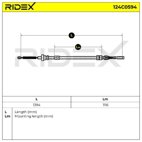 RIDEX Handbremsseil Hinten Links Rechts für CITROËN AX Schrägheck Bild RIDEX Handbremsseil Hinten Links Rechts für CITROËN AX Schrägheck