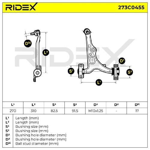 RIDEX 273C0455 Lenker Radaufhängung Querlenker Front für ALFA ROMEO SPIDER Bild RIDEX 273C0455 Lenker Radaufhängung Querlenker Front für ALFA ROMEO SPIDER