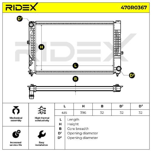 RIDEX 470R0367 Motorkühler / Wasserkühler für VW PASSAT Variant (3B6) 8D0121251B Bild RIDEX 470R0367 Motorkühler / Wasserkühler für VW PASSAT Variant (3B6) 8D0121251B