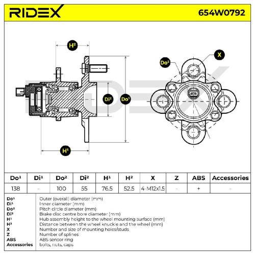 RIDEX 654W0792 Radlagersatz pro 1 Rad Hinten für DAIHATSU SIRION (M3) 42410B1010 Bild RIDEX 654W0792 Radlagersatz pro 1 Rad Hinten für DAIHATSU SIRION (M3) 42410B1010