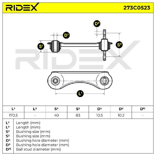 RIDEX 273C0523 Lenker Radaufhängung Querlenker Rear rechts für HONDA 52390SR3000 Bild RIDEX 273C0523 Lenker Radaufhängung Querlenker Rear rechts für HONDA 52390SR3000