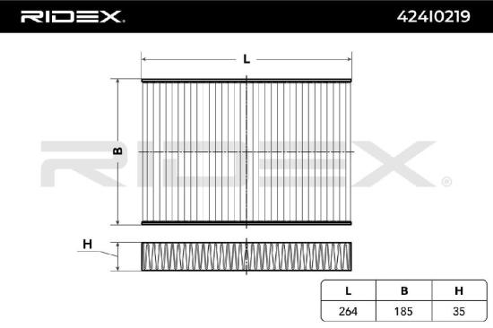 RIDEX 424I0219 Innenraumfilter Pollenfilter Aktivkohlefilter Höhe: 35 Breite: Bild RIDEX 424I0219 Innenraumfilter Pollenfilter Aktivkohlefilter Höhe: 35 Breite: