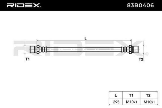 RIDEX Bremsschlauch 83B0406 VORNE VORNE beidseitig BREMSSCHLÄUCHE Länge: 295mm Bild RIDEX Bremsschlauch 83B0406 VORNE VORNE beidseitig BREMSSCHLÄUCHE Länge: 295mm