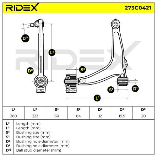 RIDEX 273C0421 Lenker Radaufhängung Querlenker Front für OPEL Vectra C Caravan Bild RIDEX 273C0421 Lenker Radaufhängung Querlenker Front für OPEL Vectra C Caravan