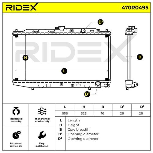 RIDEX 470R0495 Motorkühler / Wasserkühler für HONDA CRX II (ED, EE) 19010PE1661 Bild RIDEX 470R0495 Motorkühler / Wasserkühler für HONDA CRX II (ED, EE) 19010PE1661