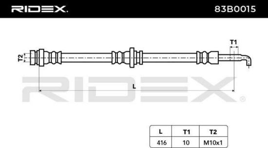 RIDEX Bremsschlauch 83B0015 HINTEN beidseitig BREMSSCHLÄUCHE Länge: 416mm ohne Bild RIDEX Bremsschlauch 83B0015 HINTEN beidseitig BREMSSCHLÄUCHE Länge: 416mm ohne